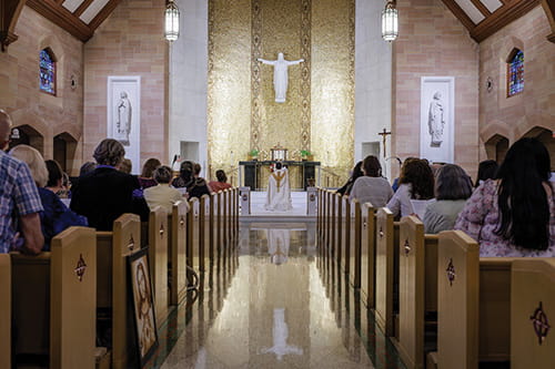A chapel full of people