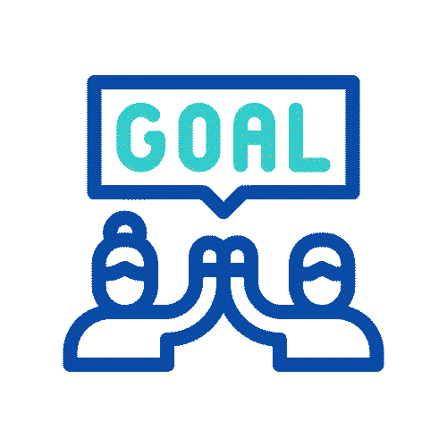 Two icon people high fiving with the word GOAL