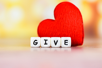 Red heart with the work GIVE