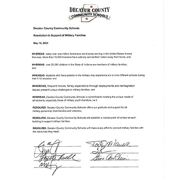 Military resolution of support letter