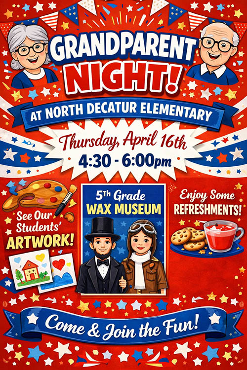 Grandparent Night at North Decatur Elementary flyer