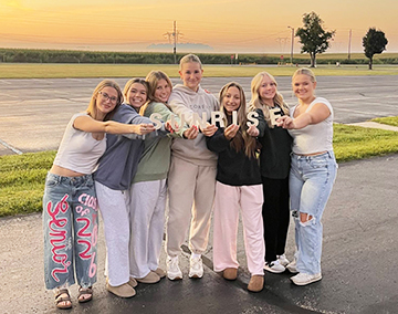 Group of senior girls at a sunrise event