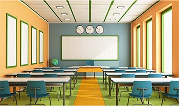 Empty classroom concept art