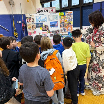Group of students learning about Japan