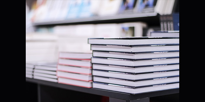 Books on a table