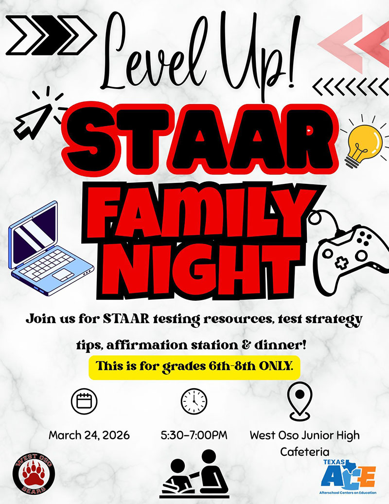 Level Up! STAAR Family Night flyer