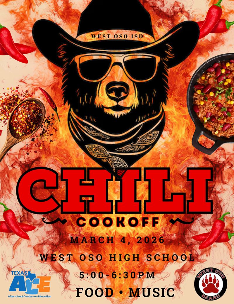 Chili Cookoff, March 4, 2026 - West Oso High School, 5:00–6:30 p.m., food, music
