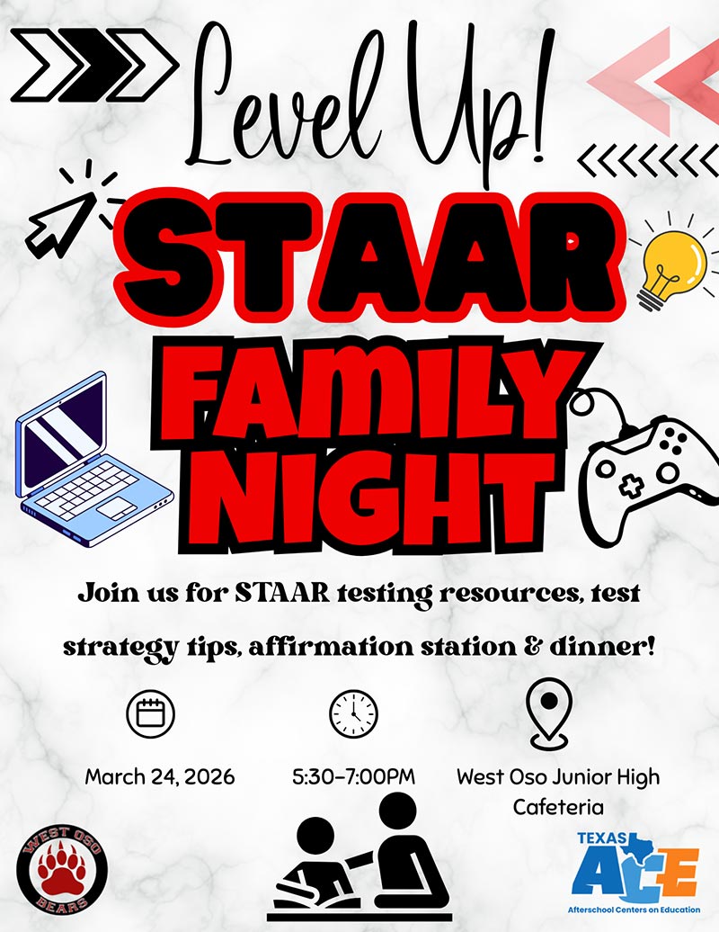 Level Up Staar Family Night flyer