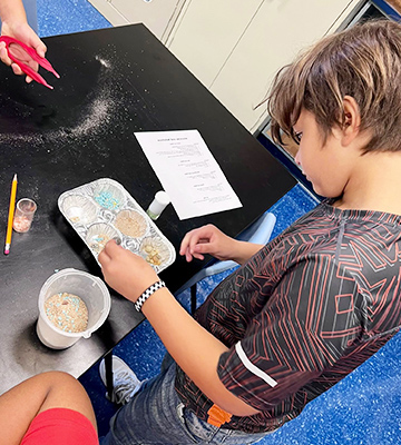 Student working on a science project