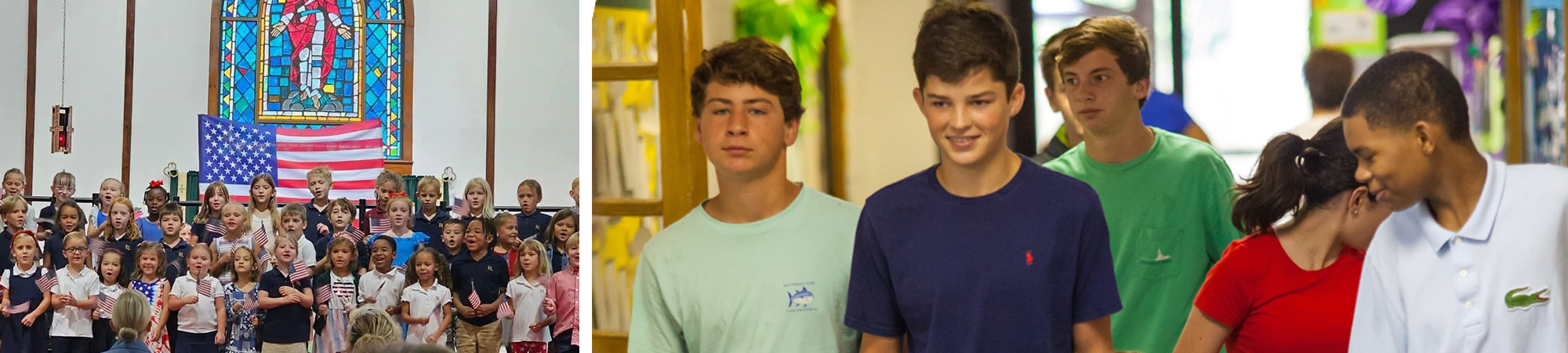 group photo of students with USA flags