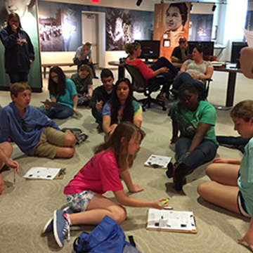 Students in an art room