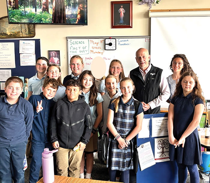 Fifth graders with guest speaker Karl Bohnak