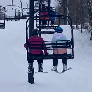 Students on the ski lift