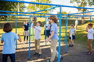 Students enjoying the outside playground