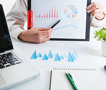 Office team showing budget charts