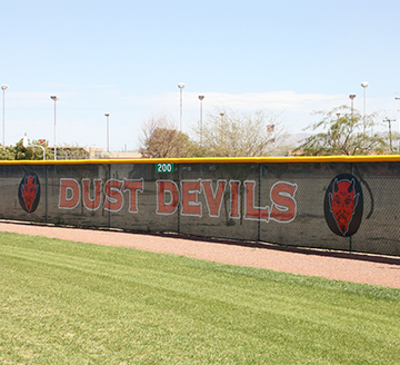 Dust Devils banner on the sports field