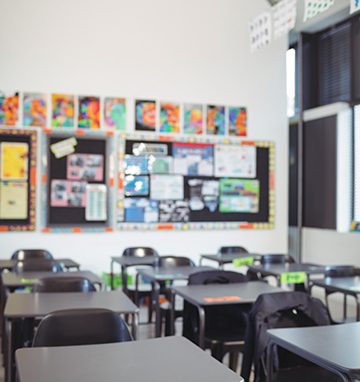 Empty, clean classroom