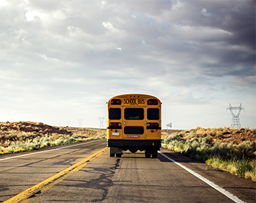 School bus on a desert road