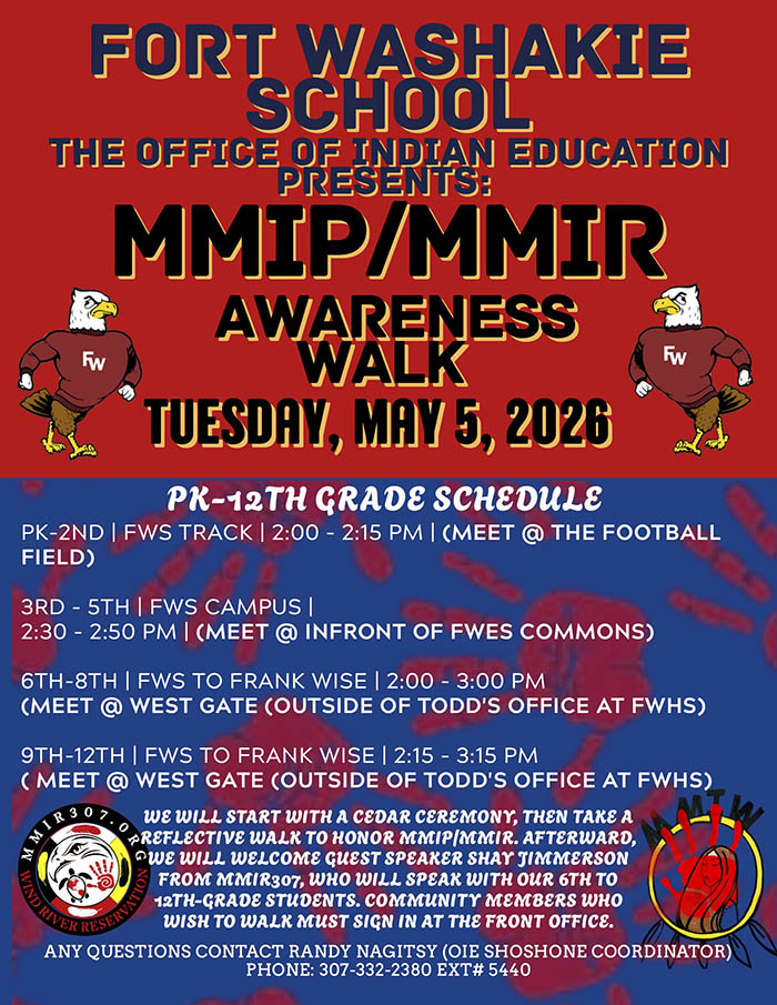 Fort Washakie School MMIP/MMIR Awareness Walk flyer