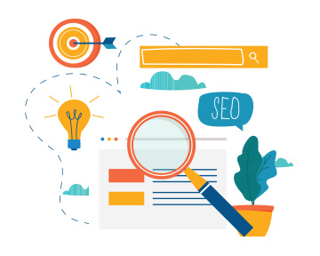 Drawing of a search concept with a magnifying glass