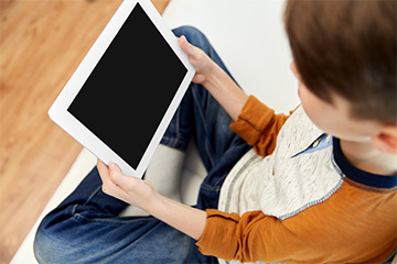 Student using a tablet computer