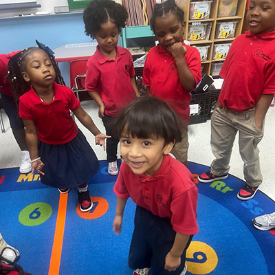 Student having fun in the classroom