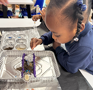 Little girl engaged in science project