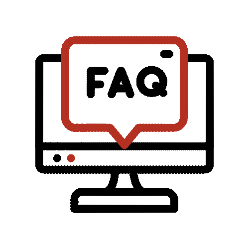 FAQ speech bubble icon on a computer