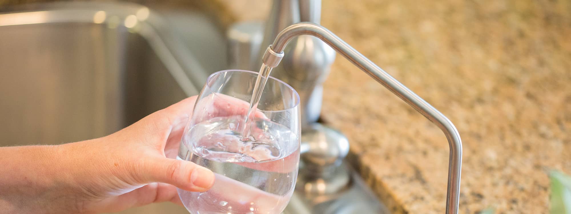 Glass being filled up with reverse osmosis water