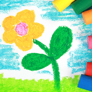 Colorful chalk drawing of a flower