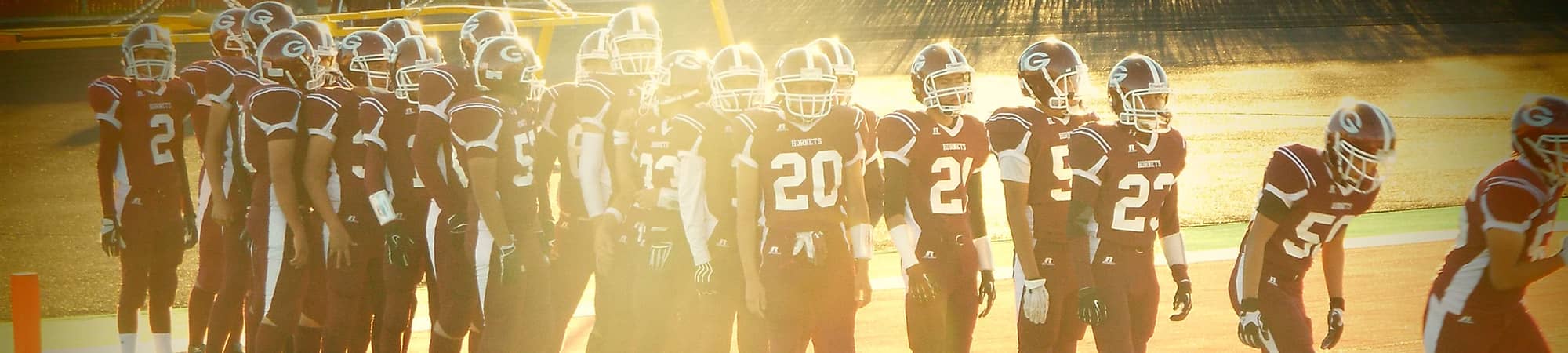 The football team coming on the field