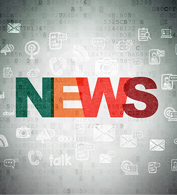 The word News with various icons