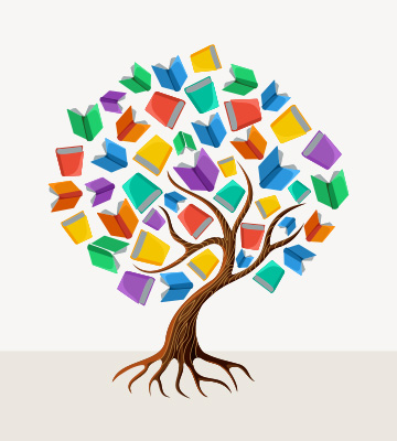 A tree with books for leaves