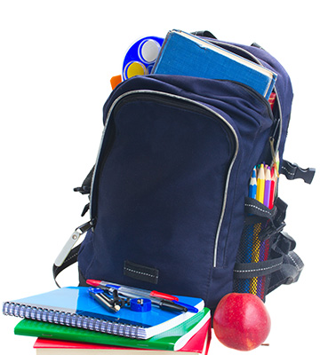 A backpack full of school supplies