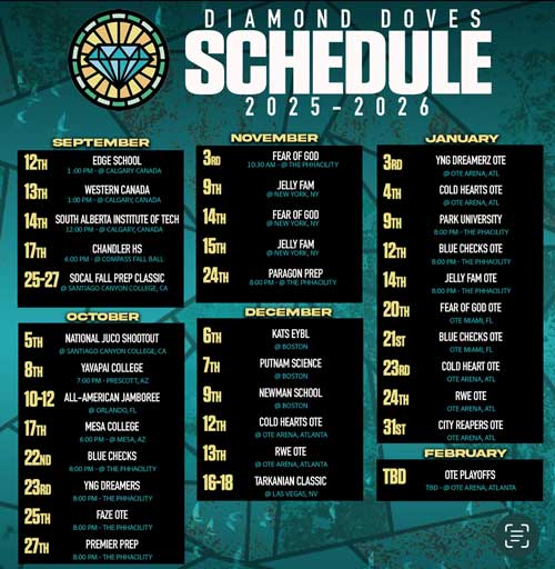 Diamond Doves schedule flyer