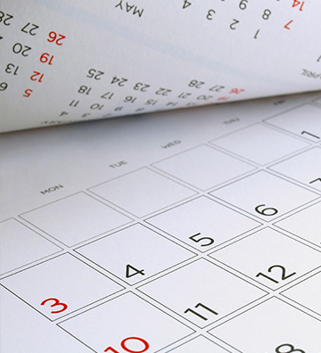 Close up view of a calendar