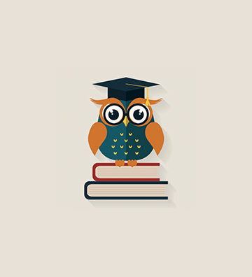 Drawing of owl on books