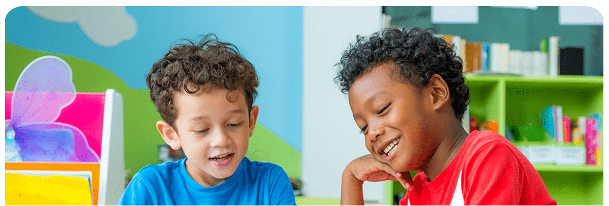 Two students in a classroom