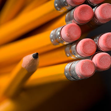 Closeup of pencils in a cup
