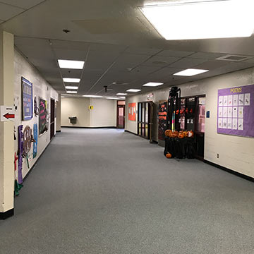 View of the school main hallway