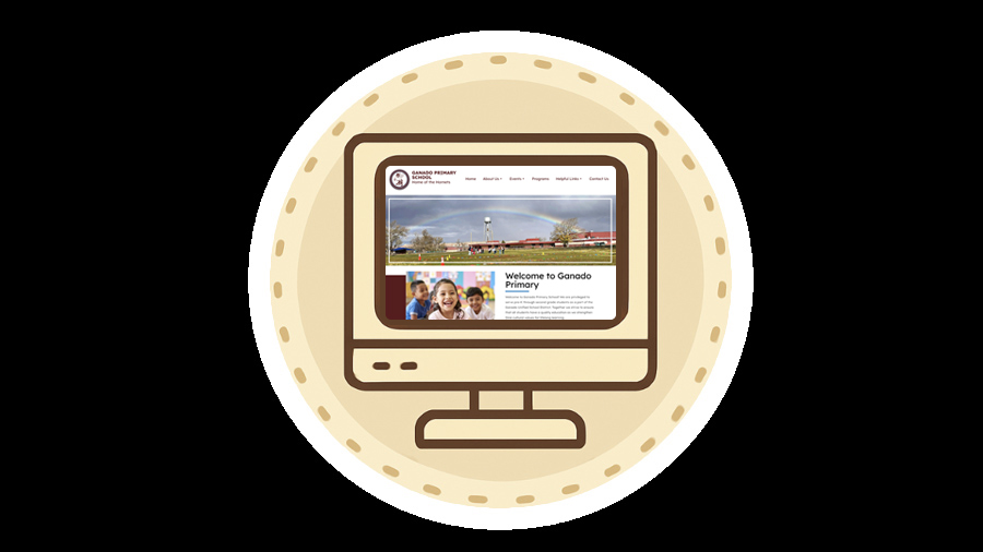 Drawing of a computer monitor with new website