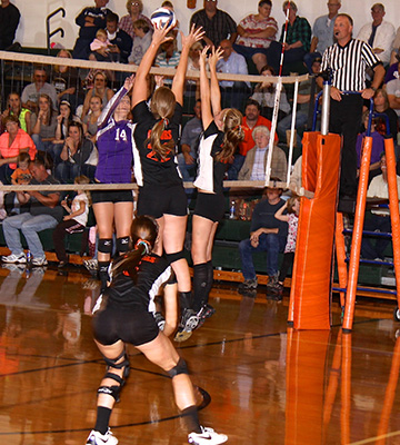 Students playing volleyball