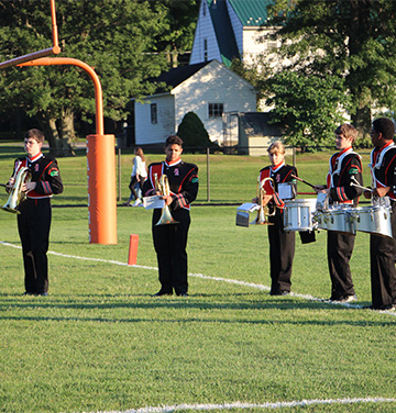 Marching Band next to the goalpost
