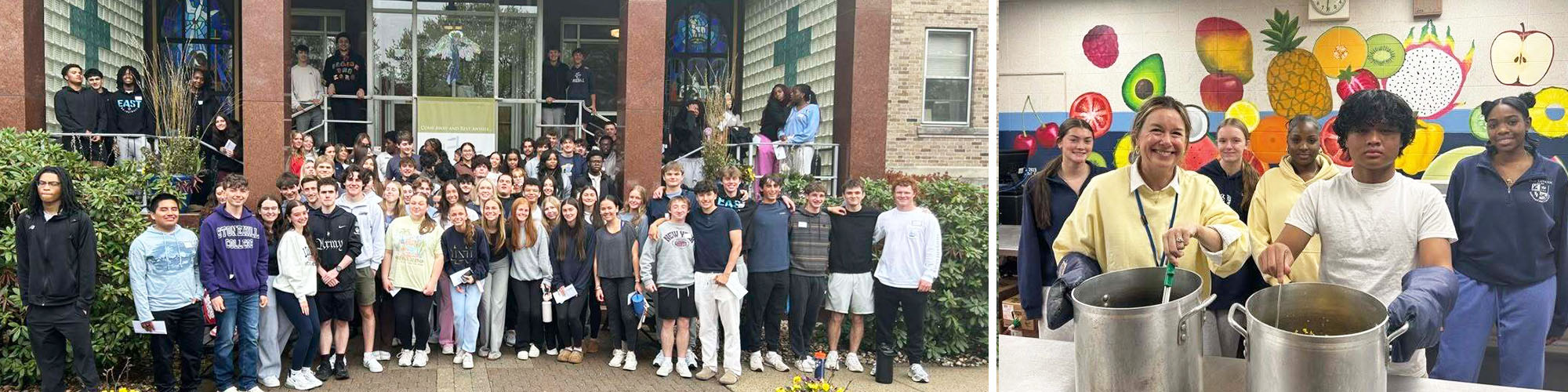 Photo collage of students participating in community service
