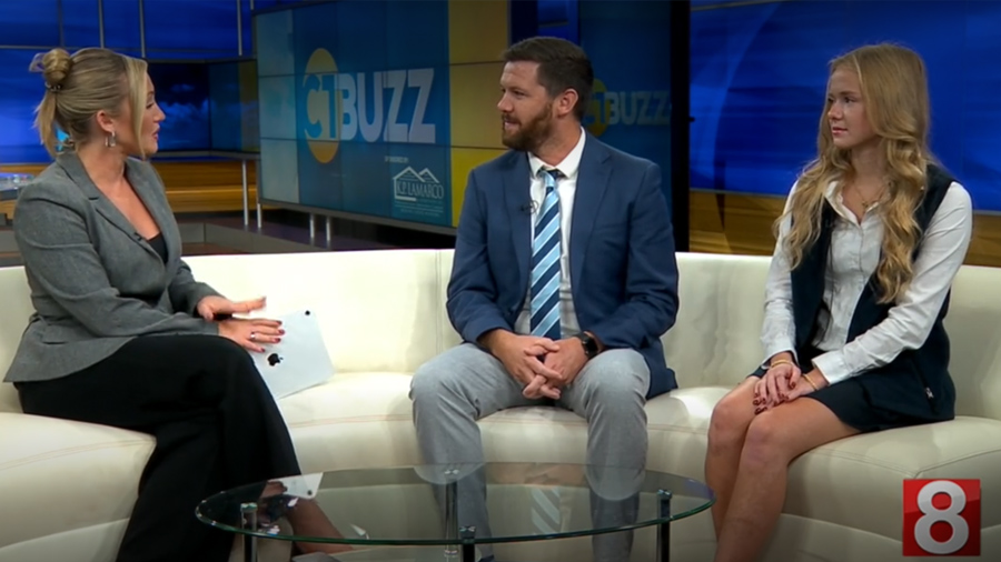 News 8 segment interviewing East Catholic parent and daughter