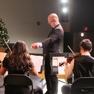 orchestra and conductor