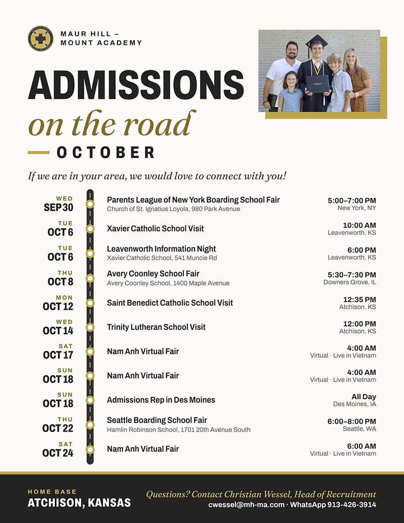 Admissions on the road for October