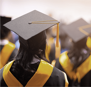 The back view of graduating students