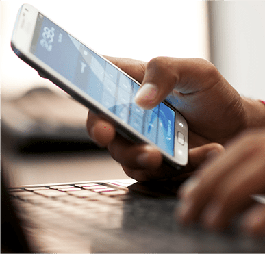 Hand holding a mobile device