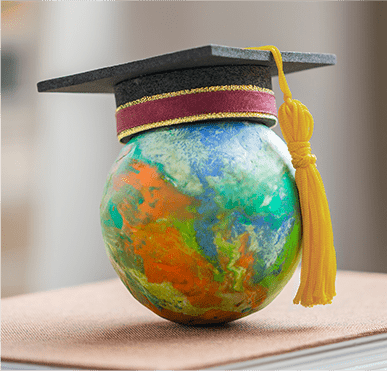 Globe with a grad cap